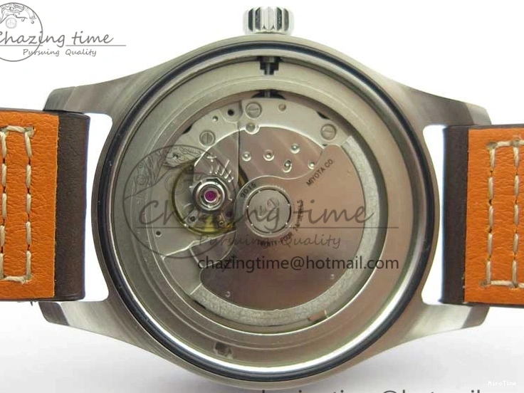 MIROTIME 0224 Original Pilot IW326803 SS MK 1:1 Best Edition Black Dial on Brown Leather Strap MIYOTA 7146